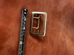 Men’s Solid Brass Silver Tone Rectangular Belt Buckle, Single Tongue 1.5 in
