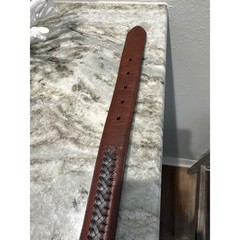 Columbia Men&rsquo;s Reversible Leather Belt Black Woven Center Braid Inlay sz 36