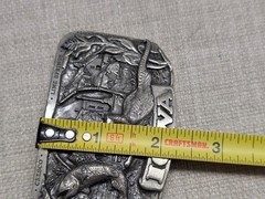 1980s vintage STATE of IOWA belt buckle HEAVY DUTY solid pewter WESTERN cowboy