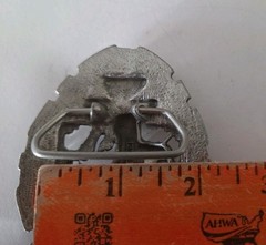 Metzke Vintage Diamond Cut Pewter Man Riding Horse Pewter Belt Buckle