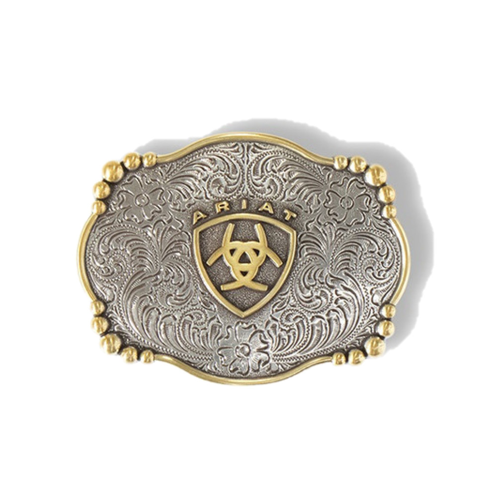 Ariat® Floral Engraved Silver & Gold Belt Buckle A37019