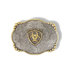 Ariat® Floral Engraved Silver & Gold Belt Buckle A37019