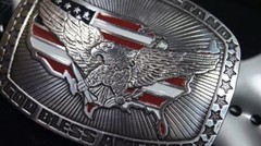 M&F WESTERN CRUMRINE EAGLE AND FLAG BELT BUCKLE GOD BLESS AMERICA 38006