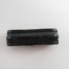 Belt Buckle Loop Etched Silver Plated Western Black Coated Leather Strap Keeper