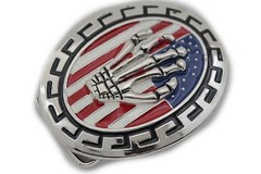 Men Women Silver Metal Belt Buckle Skull Skeleton Fingers Bones Oval USA Flag