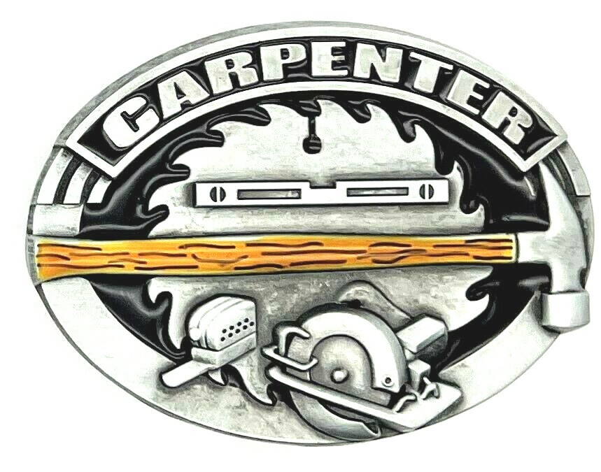 Carpenter Builder Wood Working Craftsman Tools Enameled Belt Buckle New