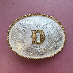Montana Silversmiths Floral Oval Western Belt Buckle Silver-plated Letter D