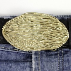 Gold Belt Buckle With Organic Texture Elegant Oval Belt Buckle