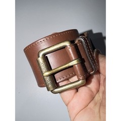 Burberry London Belt Sz L 37&Prime; Light Brown Smooth Leather Brass Buckle USA High
