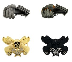 Tatoos Skull Metal Belt Buckle Halloween Party Women Mens Costume Gift Guitar