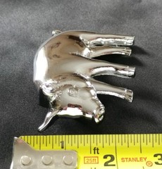 PIG FARMER HOG FARM ANIMAL CHROME PLATED SHAPED SOLID BRASS BELT BUCKLE BARON