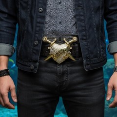 Men Women Big Gold Metal Belt Buckle Heart Western Silver Rhinestone Love Stinks