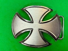 Maltese Iron Cross Religious Gothic Punk Vibe Cutout Silver Color Belt Buckle