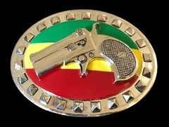 Handgun Revolver Gun Jamaica Flag Belt Buckle Rasta Jamaican Belts Buckles