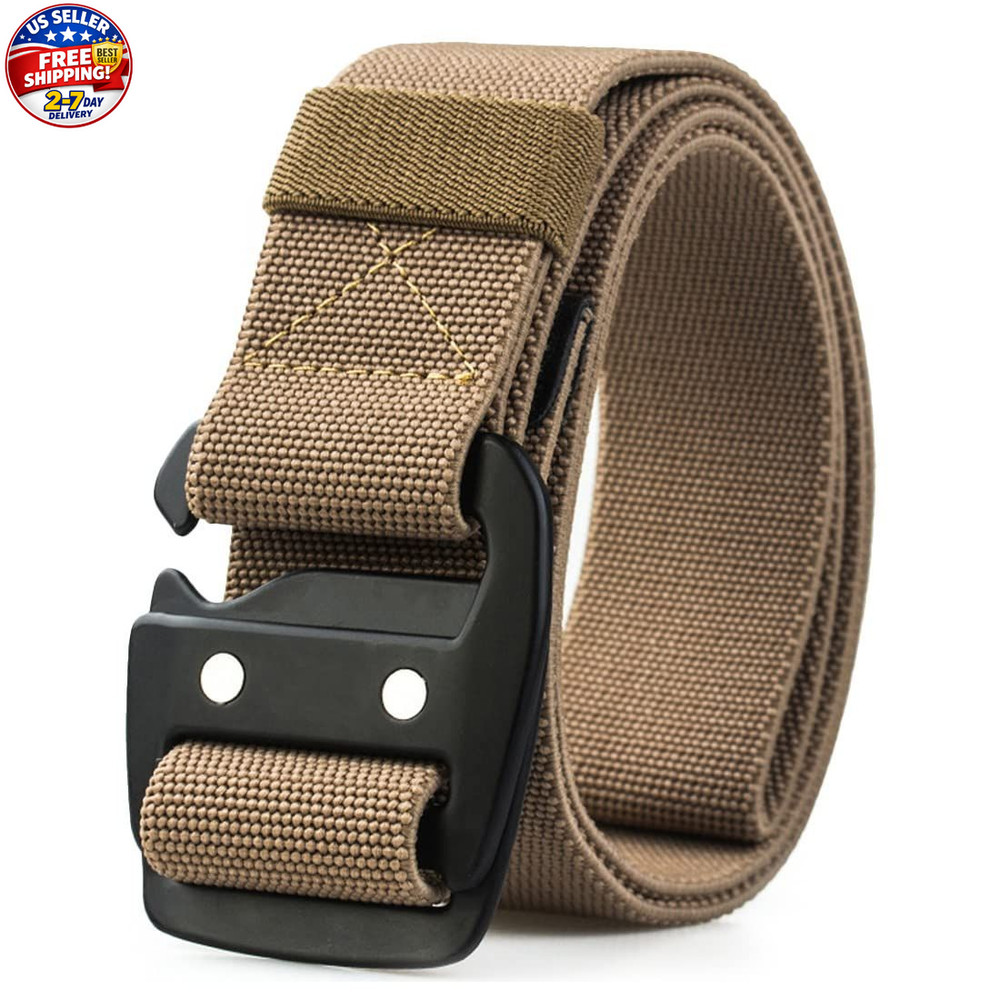 Tactical Stretch Belt for Men, 1.5&Prime; Military Work Rigger Elastic Nylon Hiking..