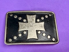 Centered Iron Cross Religious Gothic Punk Biker Vibe Leather Metal Belt Buckle