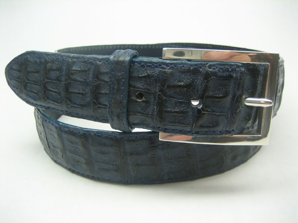 GENUINE HORNBACK CROCODILE BELTS 1-3/8&Prime; WIDE, AND SILVER 925 SOLID BUCKLE U.S.A.
