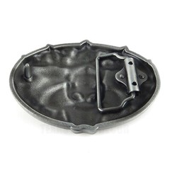 Dead Cowboy Belt Buckle Skull Guns Rattlesnake Red Enamel Inlay Fits 1.5&Prime; Belts