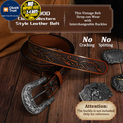 JASGOOD Western Leather Belt Strap for Fits waist size 31&Prime;-35&Prime;, C-dark Brown