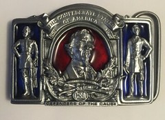 CSA BELT BUCKLE – JEFFERSON DAVIS – ROBERT E LEE- STONEWALL JACKSON CONFEDERATE