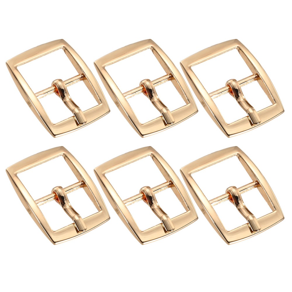 6Pcs 0.63&Prime; Single Prong Belt Buckle Rectangle Center Bar Buckles for Belt,Gold