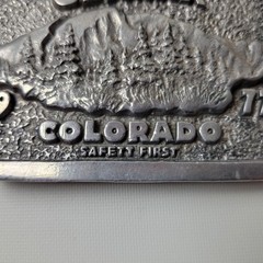 Vintage 1977 Climax Colorado Safety First Mining Belt Buckle Silver Tone Metal