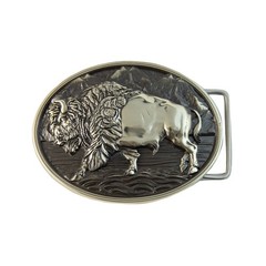 German silver American Bison Buffalo Buckle, Western American cowboy style, Wild