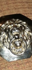 VINTAGE CHROME COLOR OLD SOLID LION&rsquo;S HEAD DOOR KNOCKER STYLE BUCKLE BELT