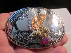 EAGLE HOLDING A RED GEM THEME BELT BUCKLE – GW-13
