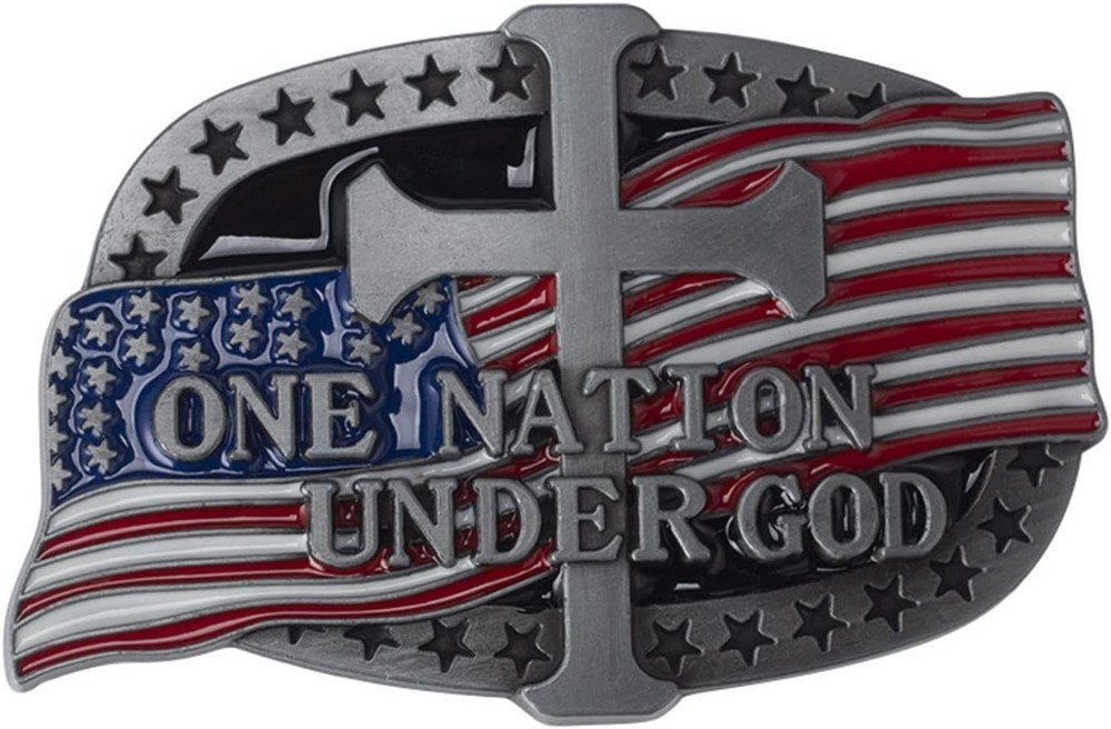 American Flag Cross Belt Buckle, 4th of July Cowboy Ornament for Men