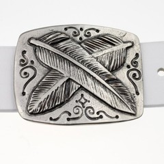 Metal Feather Print Belt Buckle, Vintage Western Style