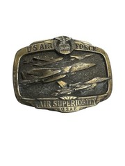 Vintage Belt Buckle US Air Force Military Jet Fighter 1983 Air Superiority