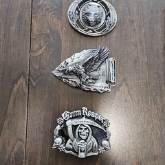 Lot of 3 Metal Western Belt Buckles Eagle, Skull, Buffalo 1.5&Prime;