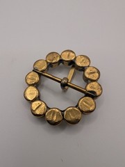 1930&rsquo;s Rhinestone Buckle Round Brass Paste Crystal Czech Style Dress Sash