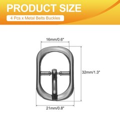 4 Pcs 0.6 Inch Single Prong Buckle Oval Center Bar Buckle, Black