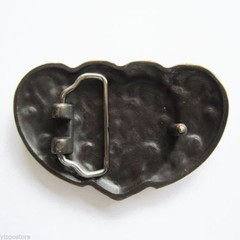 Antique Bronze Triple Hearts Western Flower Belt Buckle
