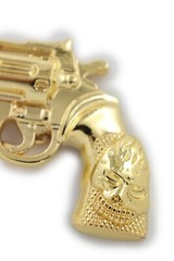 Men Belt Buckle Gold Metal Western Cowboy Pistol Revolver Gun Weapon Skull Head