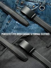 CHAOREN Mens Belt – Ratchet 32&Prime; to 38&Prime; Waist Adjustable, Black