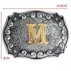 Men&rsquo;s Belt Buckles, English Letter in 3D, Western Style, CowboyAlphabe…