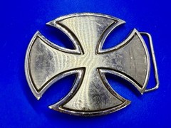 Maltese Iron Cross Religious Gothic Punk Vibe Silver Color Cutout Belt Buckle