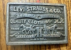 4 Vintage Belt Buckle Levi Strauss & Co Original Riveted Clothing Brass Tone USA