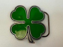 Lucky Four Leaf Clover Fine Pewter 2001 Great American Products Belt Buckle