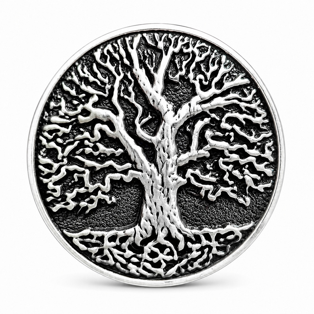 Belt Buckle Tree of Life World Tree 70mm Round Pewter 45mm Belt Yggdrasil Buckle