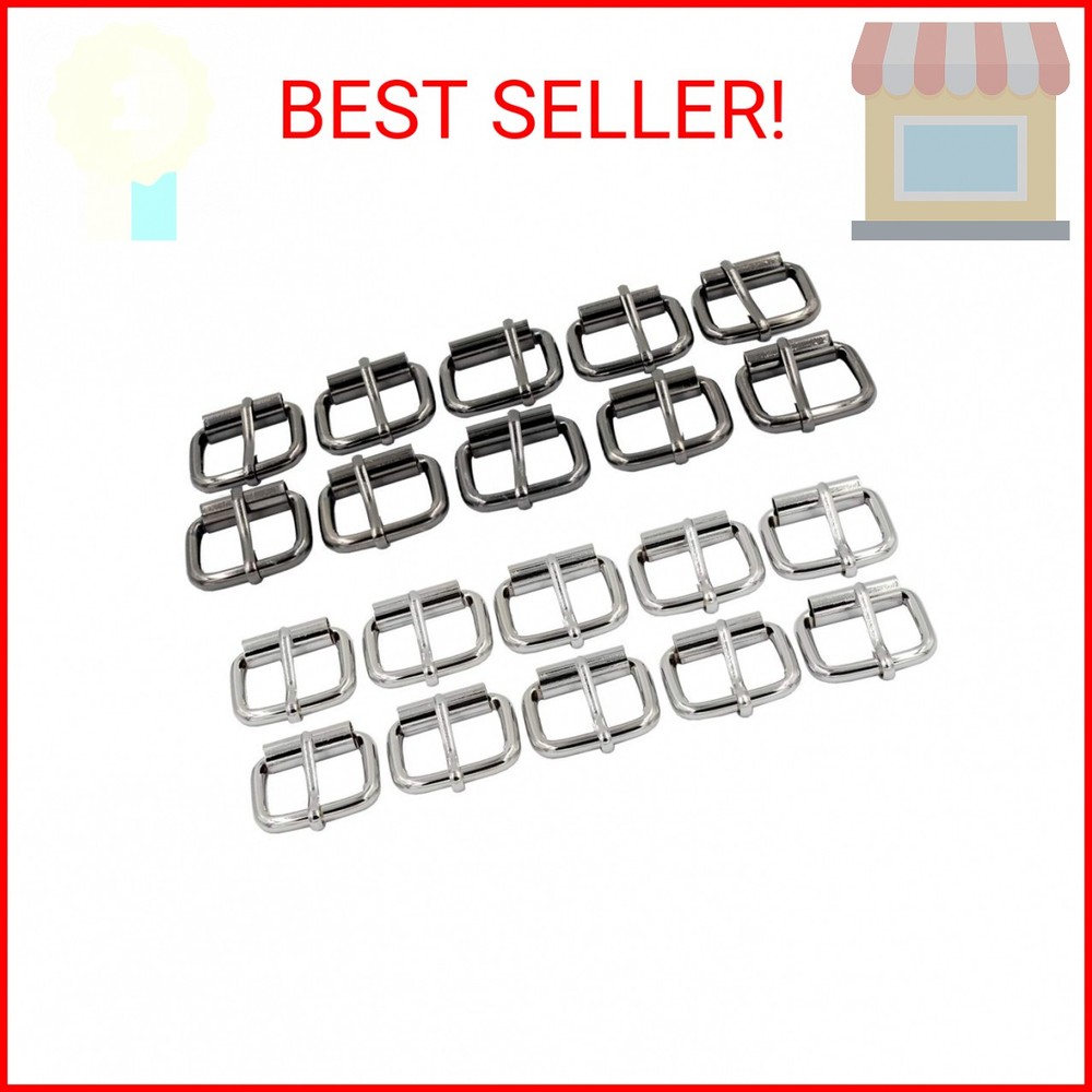 DGOL 20pcs 1 inch Strong Belt Pin Buckle Strap Webbing Roller Buckles (Silver+Gu