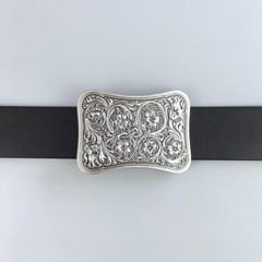 Vintage Silver Plated Western Southwest Rectangle Belt Buckle Boucle de Ceinture