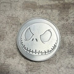 Disney Jack Skellington Round Silver Metal Interchangeable Belt Buckle 1.5in
