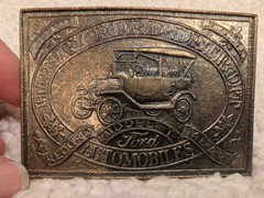 Vtg Heavy Solid Pewter Henry Ford Automobiles Model T Detroit Belt Buckle