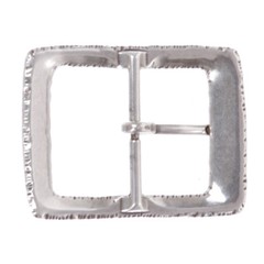 1 5/8&Prime; (40 mm) Silver Tone Edge Hammered Rectangular Center Bar Belt Buckle