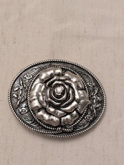 Western Oval Silver Tone Metal 3D Floral Rose Belt Buckle Fits 1.5in Unisex