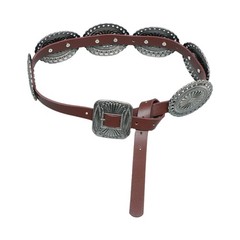 Ethnic Teens Carved Floral Belt Adjustable Buckle Waist Straps for Dress Shirt